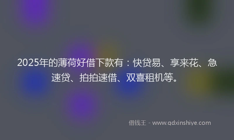 2025年的薄荷好借下款有：快贷易、享来花、急速贷、拍拍速借、双喜租机等。