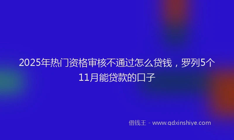 2025年热门资格审核不通过怎么贷钱，罗列5个11月能贷款的口子