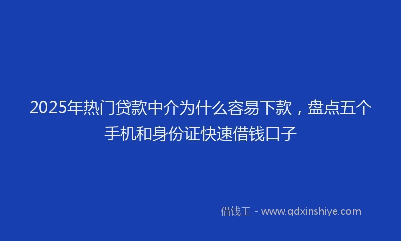 2025年热门贷款中介为什么容易下款,盘点五个手机和身份证快速借钱口子