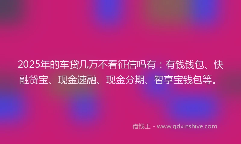 2025年的车贷几万不看征信吗有：有钱钱包、快融贷宝、现金速融、现金分期、智享宝钱包等。