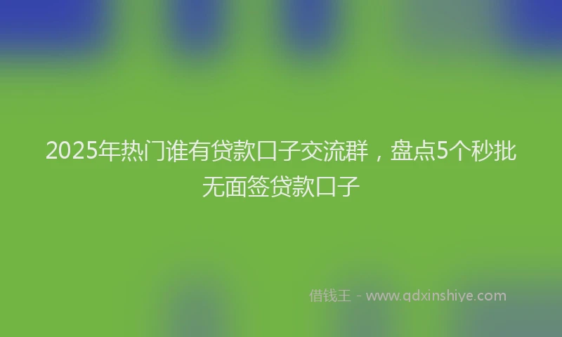 2025年热门谁有贷款口子交流群，盘点5个秒批无面签贷款口子