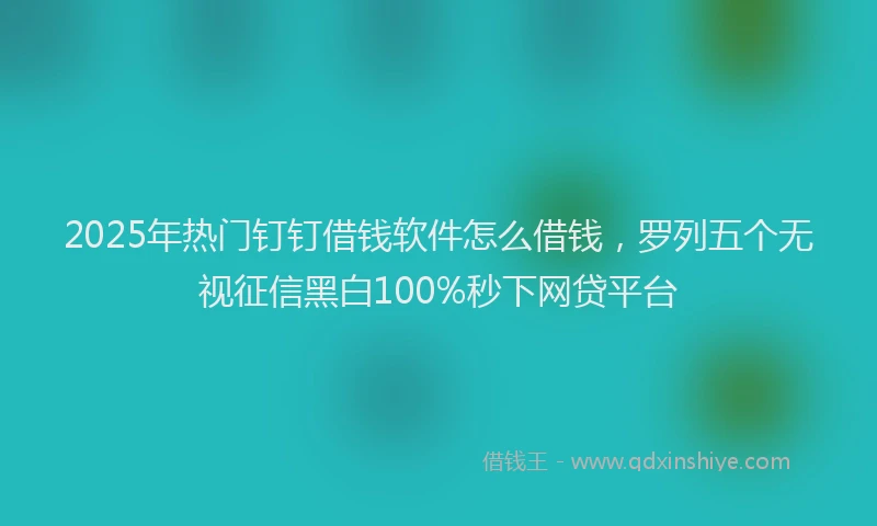 2025年热门钉钉借钱软件怎么借钱，罗列五个无视征信黑白100%秒下网贷平台