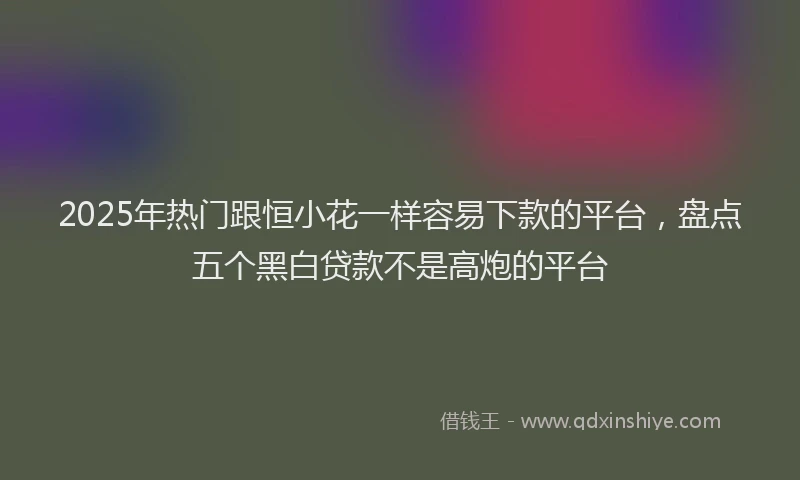 2025年热门跟恒小花一样容易下款的平台，盘点五个黑白贷款不是高炮的平台
