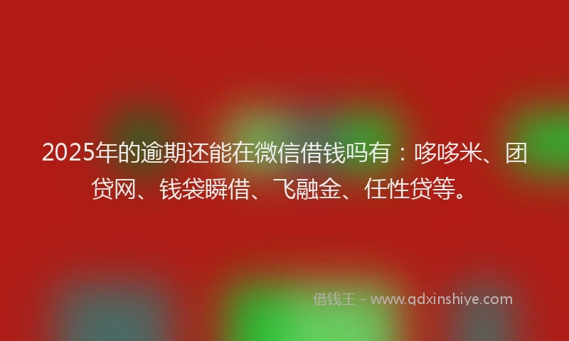 2025年的逾期还能在微信借钱吗有:哆哆米、团贷网、钱袋瞬借、飞融金、任性贷等。