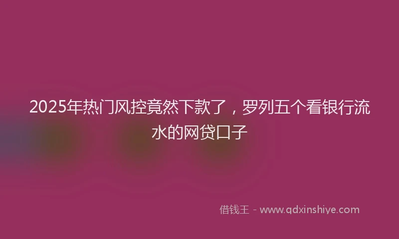 2025年热门风控竟然下款了，罗列五个看银行流水的网贷口子