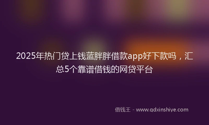 2025年热门贷上钱蓝胖胖借款app好下款吗，汇总5个靠谱借钱的网贷平台
