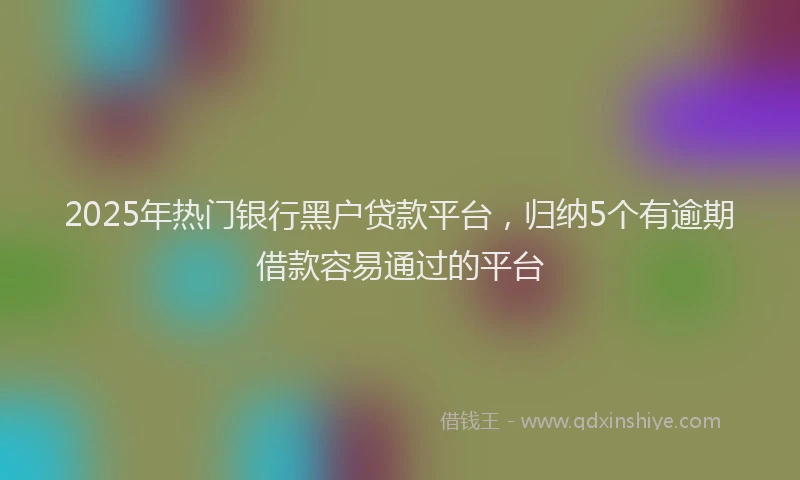 2025年热门银行黑户贷款平台，归纳5个有逾期借款容易通过的平台