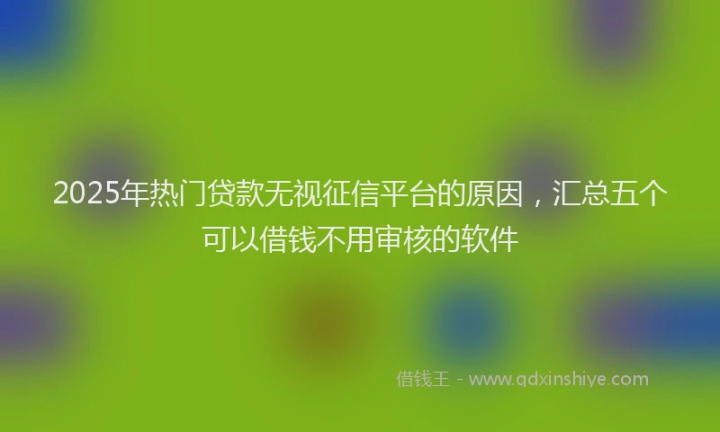 2025年热门贷款无视征信平台的原因,汇总五个可以借钱不用审核的软件
