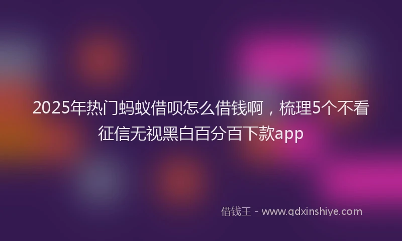 2025年热门蚂蚁借呗怎么借钱啊，梳理5个不看征信无视黑白百分百下款app