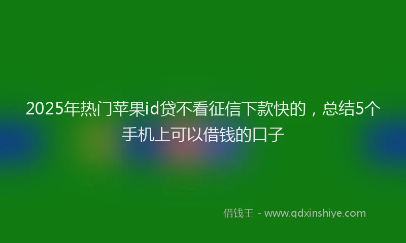 2025年热门苹果id贷不看征信下款快的,总结5个手机上可以借钱的口子