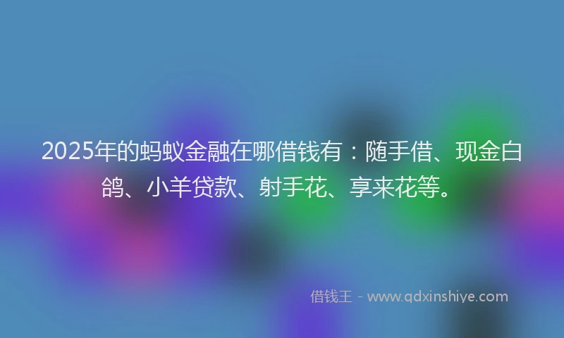 2025年的蚂蚁金融在哪借钱有：随手借、现金白鸽、小羊贷款、射手花、享来花等。