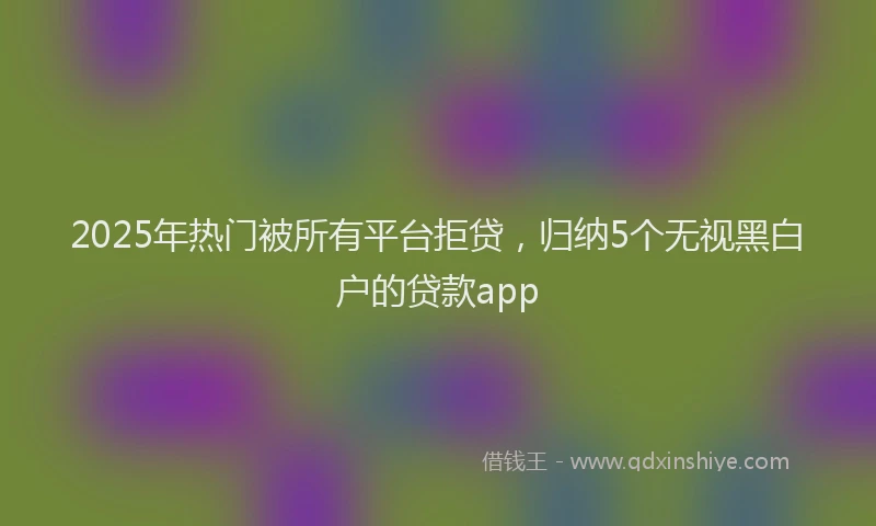 2025年热门被所有平台拒贷，归纳5个无视黑白户的贷款app