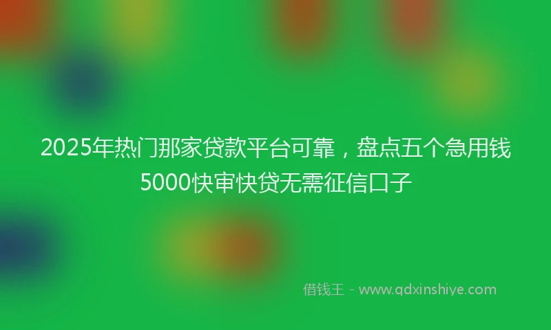2025年热门那家贷款平台可靠，盘点五个急用钱5000快审快贷无需征信口子