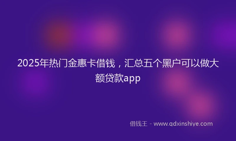 2025年热门金惠卡借钱，汇总五个黑户可以做大额贷款app