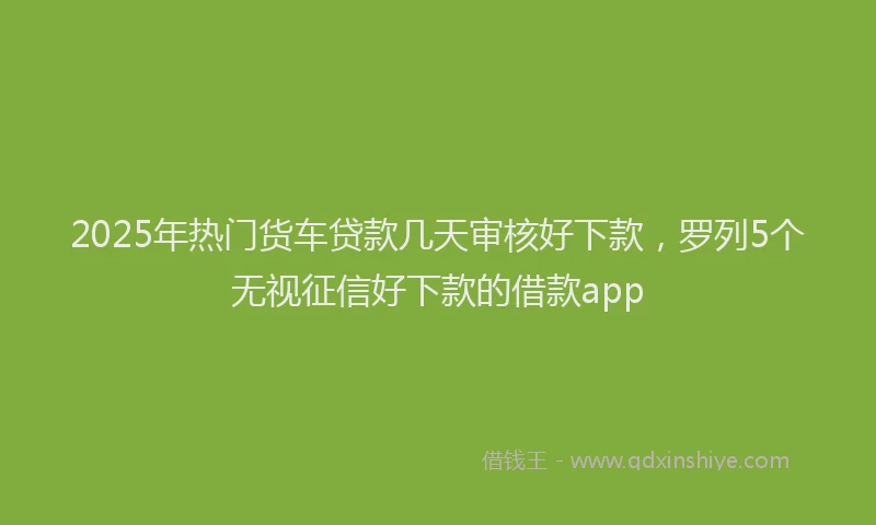 2025年热门货车贷款几天审核好下款，罗列5个无视征信好下款的借款app