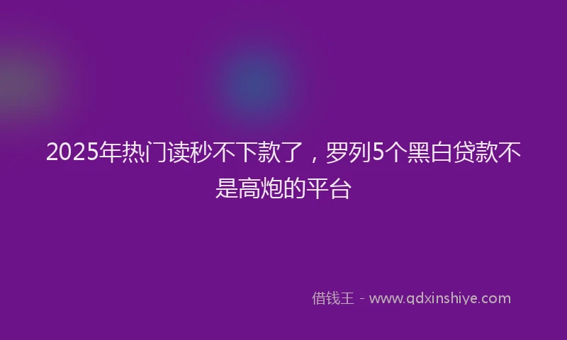 2025年热门读秒不下款了，罗列5个黑白贷款不是高炮的平台