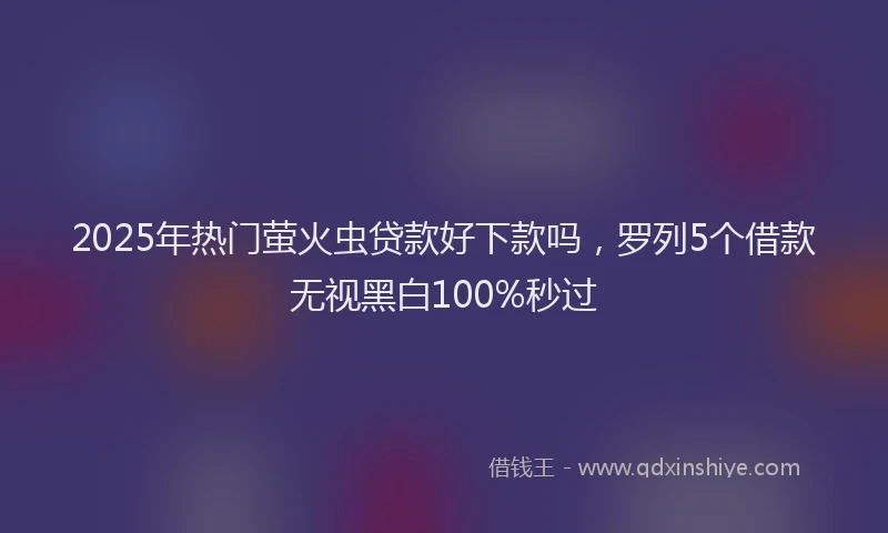 2025年热门萤火虫贷款好下款吗,罗列5个借款无视黑白100%秒过