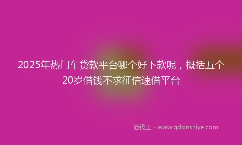 2025年热门车贷款平台哪个好下款呢，概括五个20岁借钱不求征信速借平台