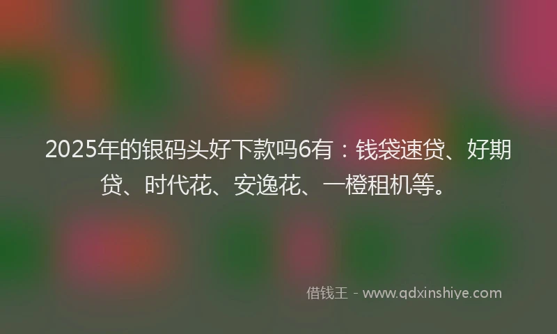 2025年的银码头好下款吗6有:钱袋速贷、好期贷、时代花、安逸花、一橙租机等。