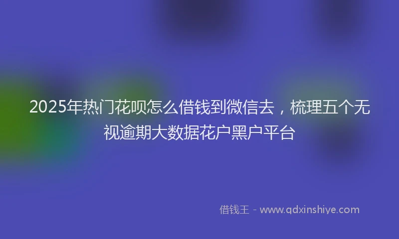 2025年热门花呗怎么借钱到微信去，梳理五个无视逾期大数据花户黑户平台