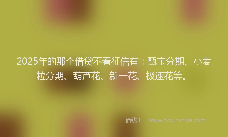 2025年的那个借贷不看征信有:甄宝分期、小麦粒分期、葫芦花、新一花、极速花等。