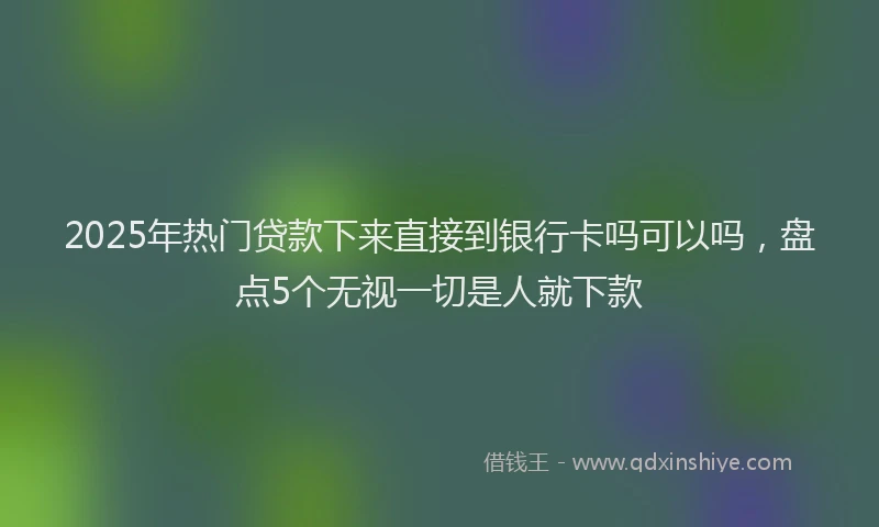 2025年热门贷款下来直接到银行卡吗可以吗,盘点5个无视一切是人就下款