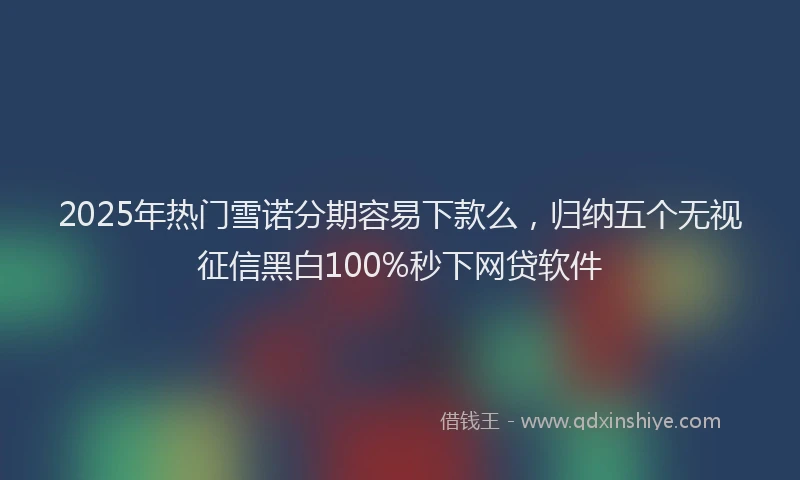 2025年热门雪诺分期容易下款么，归纳五个无视征信黑白100%秒下网贷软件