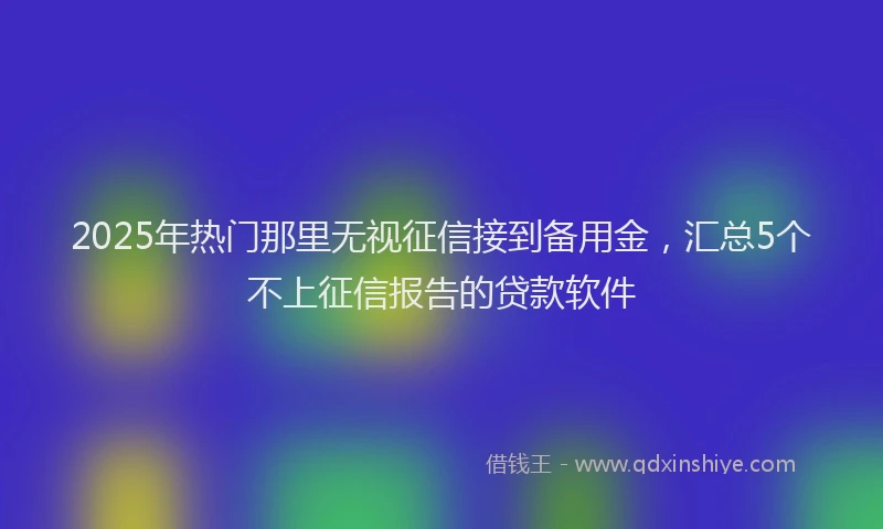 2025年热门那里无视征信接到备用金，汇总5个不上征信报告的贷款软件