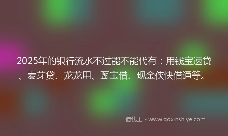 2025年的银行流水不过能不能代有:用钱宝速贷、麦芽贷、龙龙用、甄宝借、现金侠快借通等。
