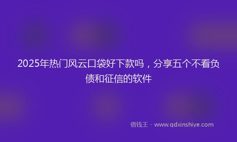 2025年热门风云口袋好下款吗，分享五个不看负债和征信的软件