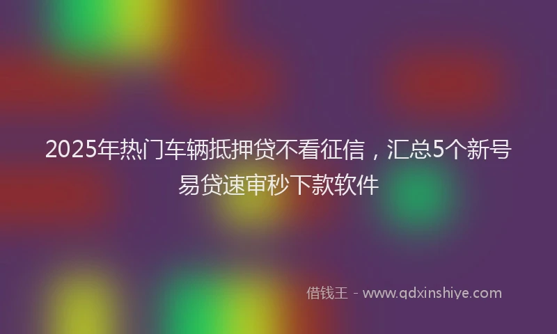 2025年热门车辆抵押贷不看征信,汇总5个新号易贷速审秒下款软件