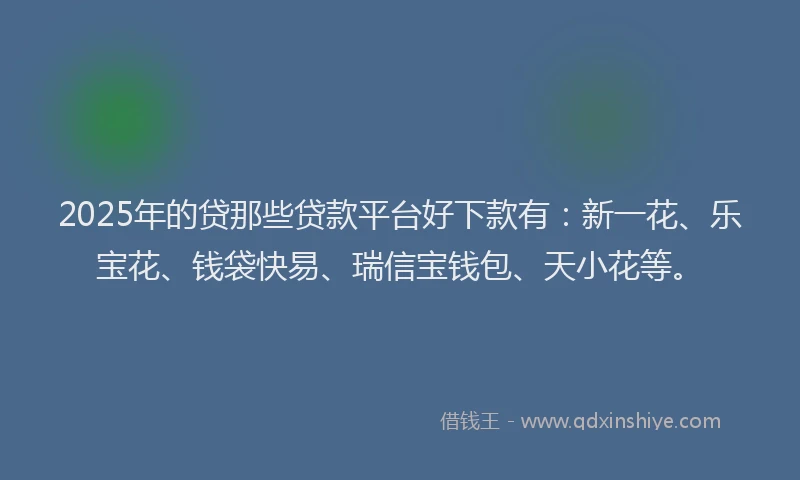 2025年的贷那些贷款平台好下款有:新一花、乐宝花、钱袋快易、瑞信宝钱包、天小花等。