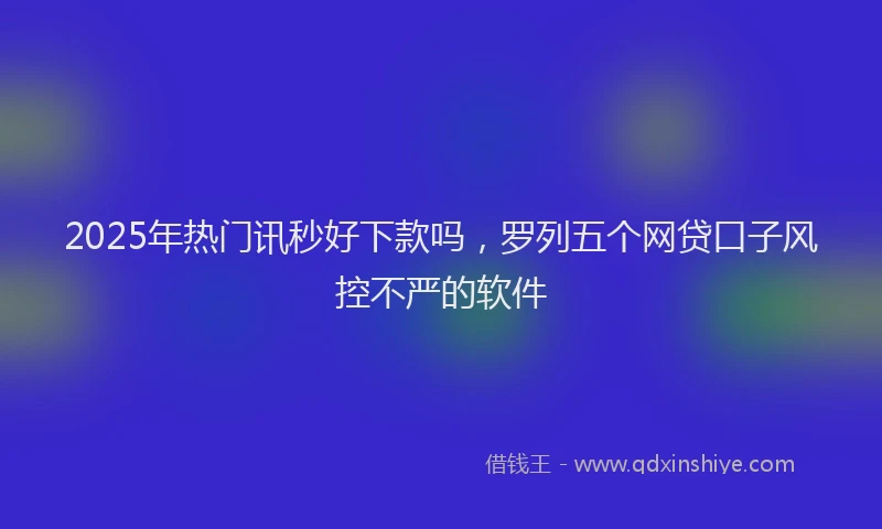 2025年热门讯秒好下款吗，罗列五个网贷口子风控不严的软件