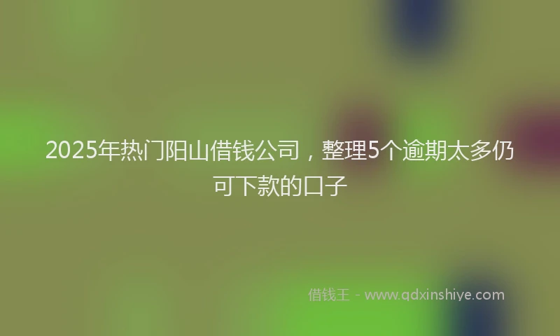 2025年热门阳山借钱公司，整理5个逾期太多仍可下款的口子
