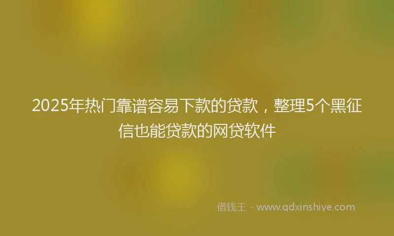 2025年热门靠谱容易下款的贷款，整理5个黑征信也能贷款的网贷软件