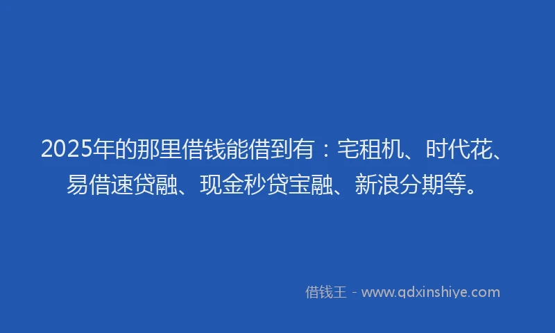 2025年的那里借钱能借到有:宅租机、时代花、易借速贷融、现金秒贷宝融、新浪分期等。
