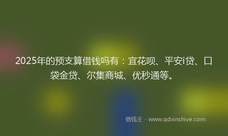 2025年的预支算借钱吗有：宜花呗、平安i贷、口袋金贷、尔集商城、优秒通等。