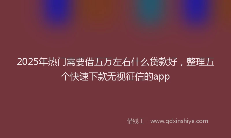 2025年热门需要借五万左右什么贷款好,整理五个快速下款无视征信的app