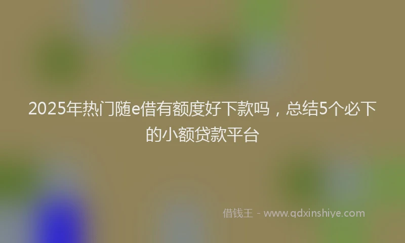 2025年热门随e借有额度好下款吗，总结5个必下的小额贷款平台