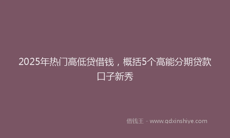 2025年热门高低贷借钱，概括5个高能分期贷款口子新秀