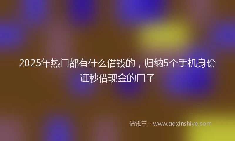 2025年热门都有什么借钱的，归纳5个手机身份证秒借现金的口子