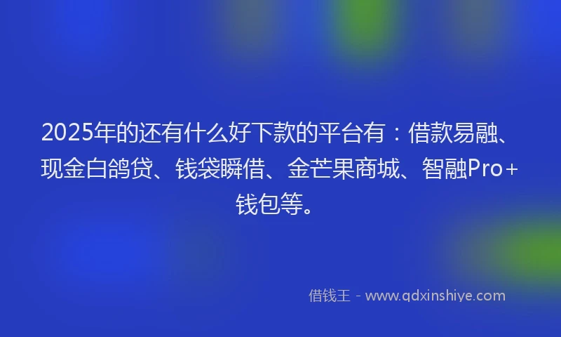 2025年的还有什么好下款的平台有：借款易融、现金白鸽贷、钱袋瞬借、金芒果商城、智融Pro+钱包等。