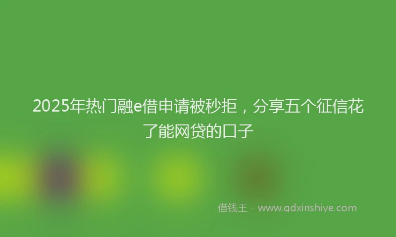 2025年热门融e借申请被秒拒，分享五个征信花了能网贷的口子