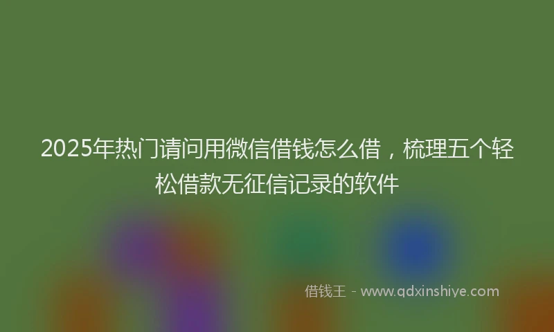 2025年热门请问用微信借钱怎么借，梳理五个轻松借款无征信记录的软件