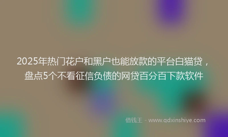 2025年热门花户和黑户也能放款的平台白猫贷，盘点5个不看征信负债的网贷百分百下款软件