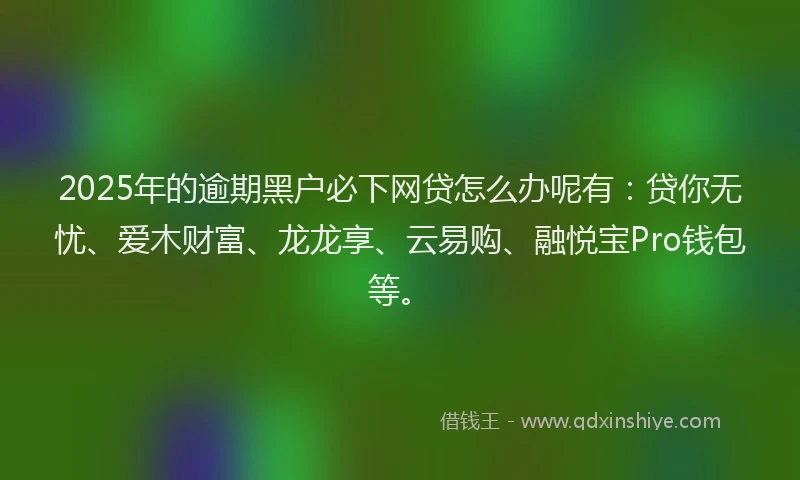 2025年的逾期黑户必下网贷怎么办呢有:贷你无忧、爱木财富、龙龙享、云易购、融悦宝Pro钱包等。