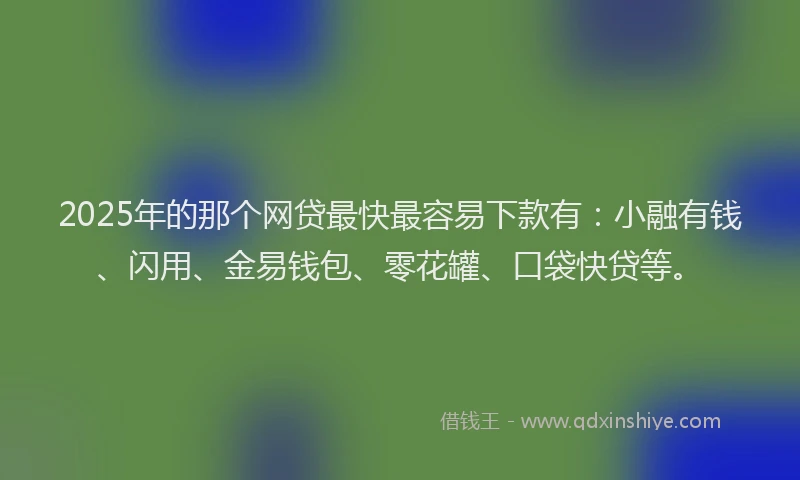 2025年的那个网贷最快最容易下款有：小融有钱、闪用、金易钱包、零花罐、口袋快贷等。