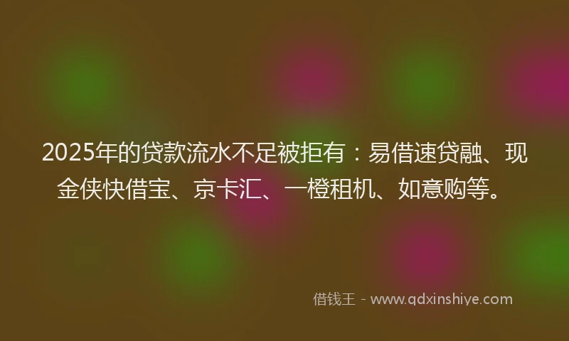 2025年的贷款流水不足被拒有:易借速贷融、现金侠快借宝、京卡汇、一橙租机、如意购等。