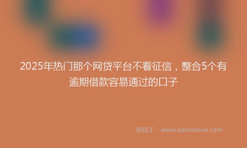 2025年热门那个网贷平台不看征信,整合5个有逾期借款容易通过的口子