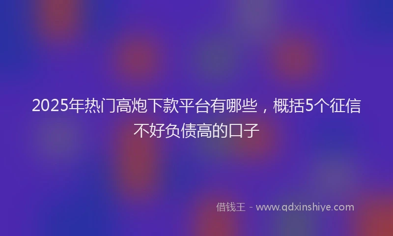 2025年热门高炮下款平台有哪些，概括5个征信不好负债高的口子